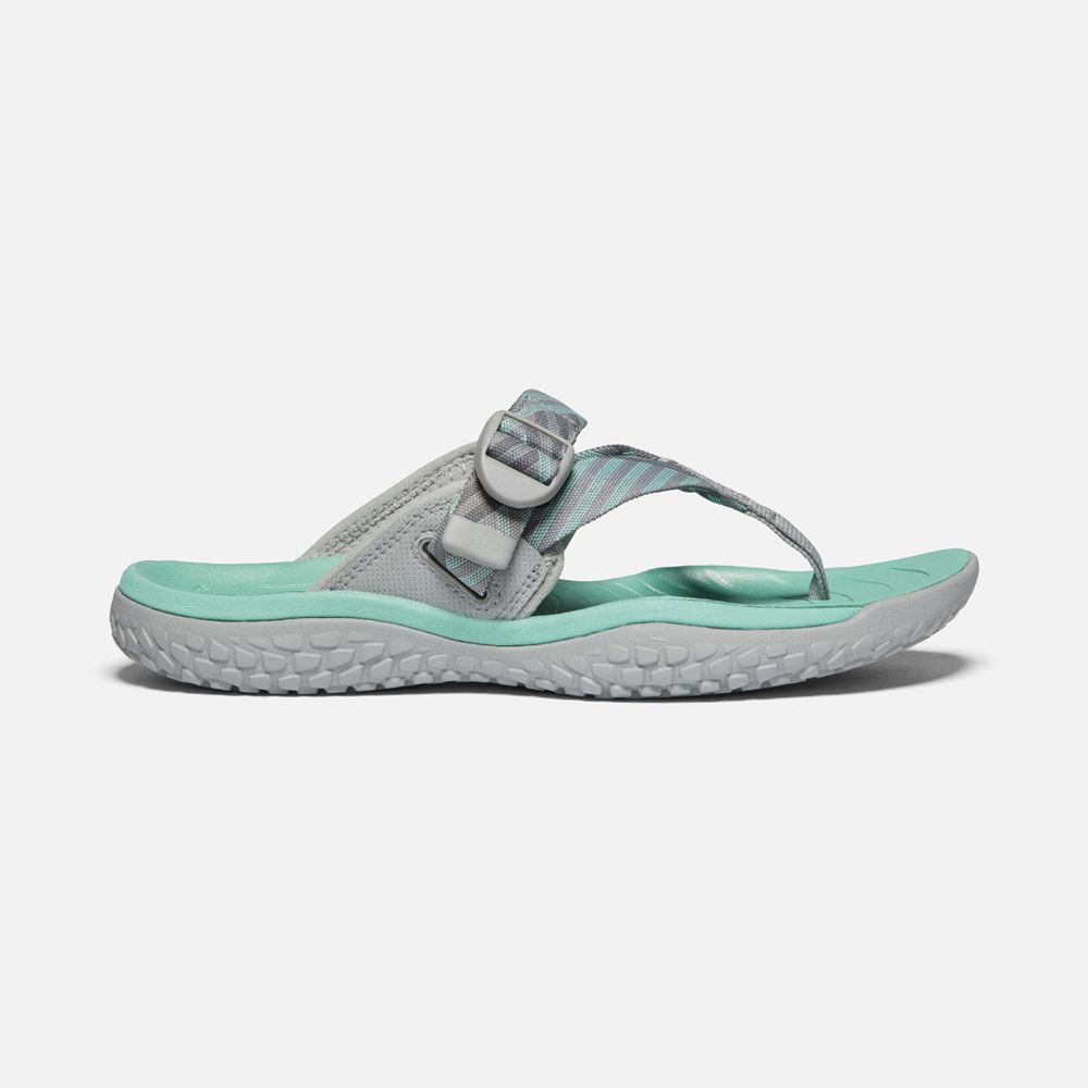 Keen Sandaal Dames Grijs/Groen - Solr Toe Post Sandal - 84261-NIPQ